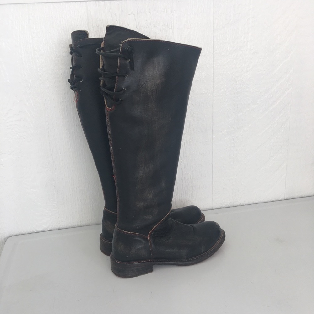 Bed Stu Manchester Boots Black Tall Lace-up US 8.5